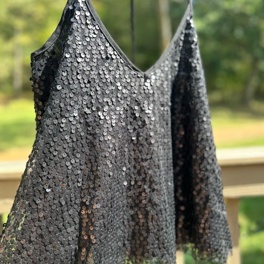 Altar’d State women’s black sequin crop top or cami shirt